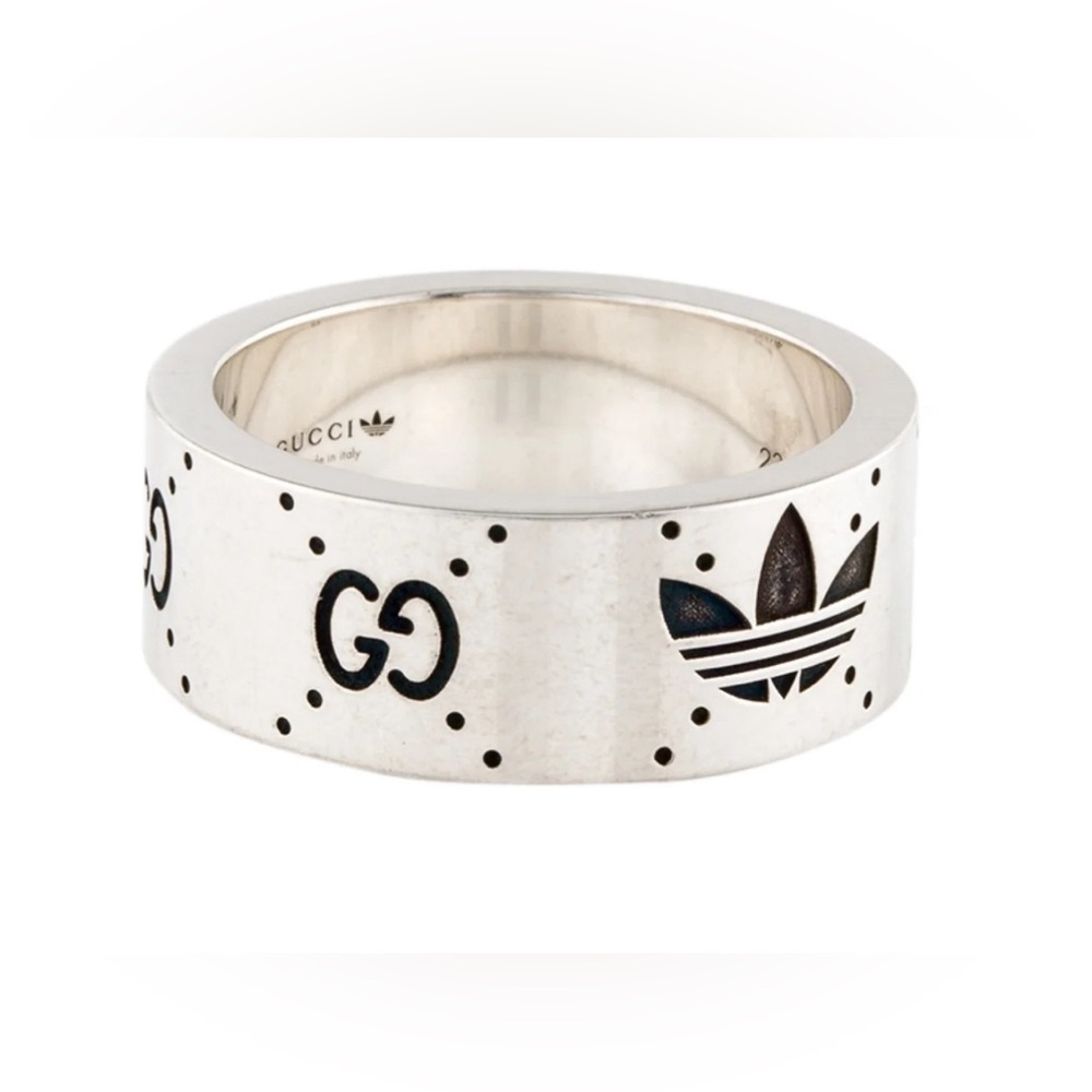 Gucci x Adidas Wide Band Sterling Silver Ring - Picture 1 of 6